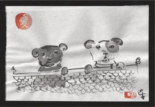 bulldoggies at fence