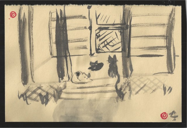 cats on porch