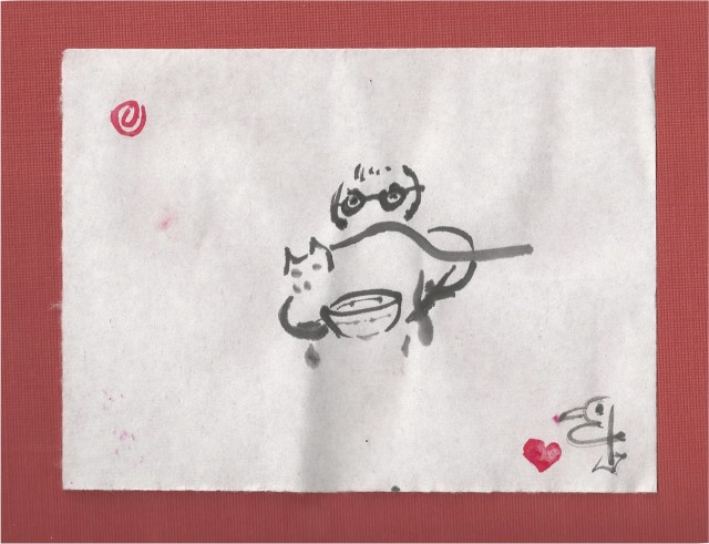 cat and bowl and human