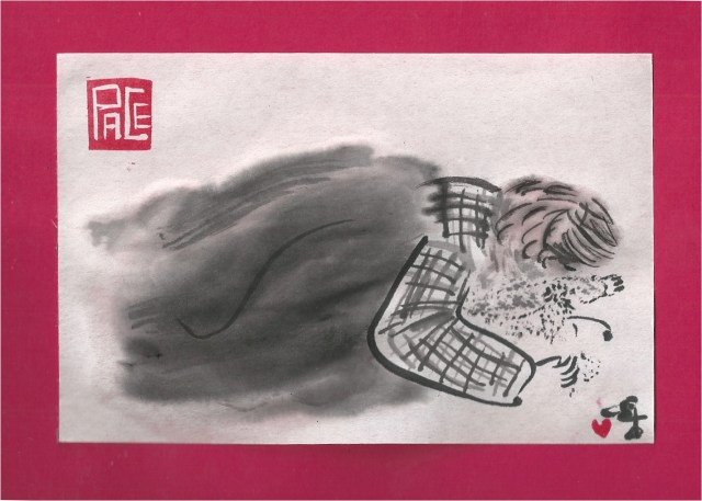 poodle on bed with boy