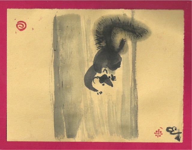 squirrel on tree trunk