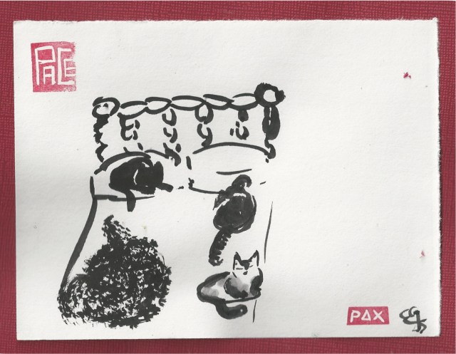 four angels on a bed