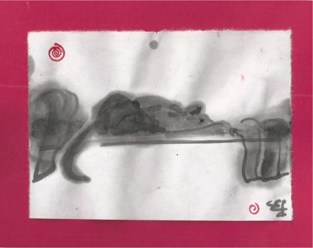 cat on sewing table w fabric