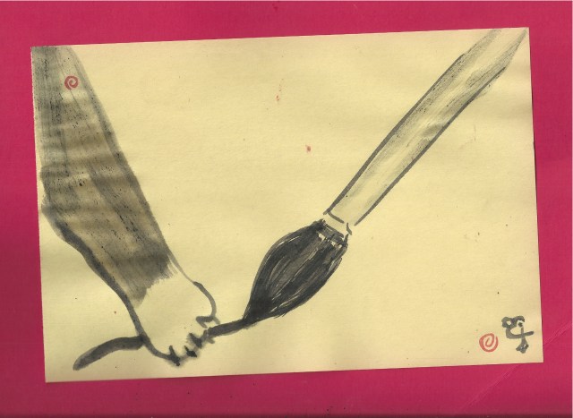 cat paw and paint brush