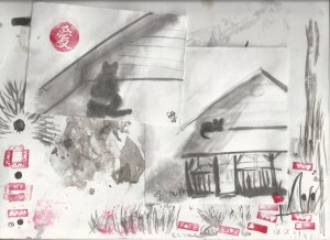 cat on studio porch roof