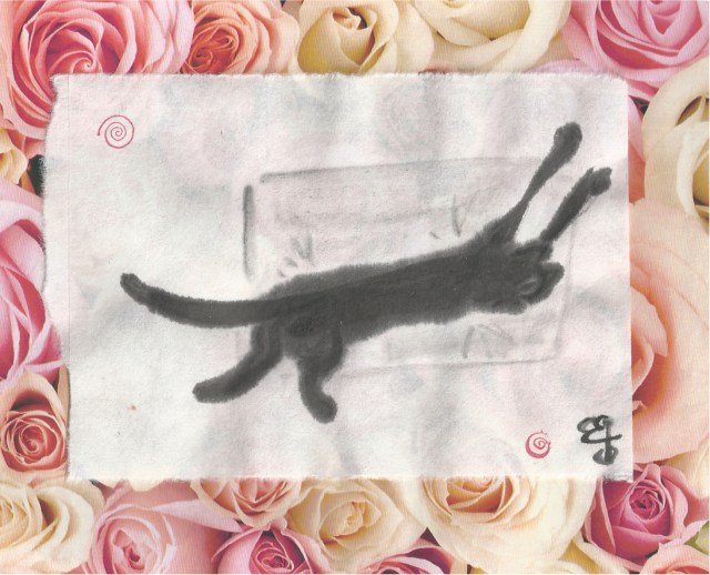 presto on pillow on bed of roses