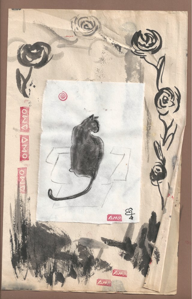 thoughtful cat on papers