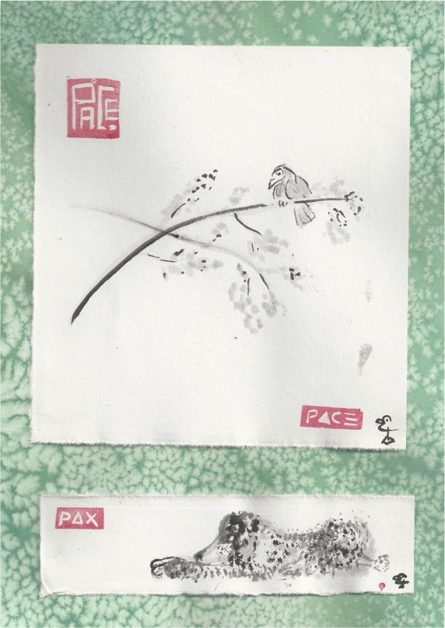 bird in tree dog on ground