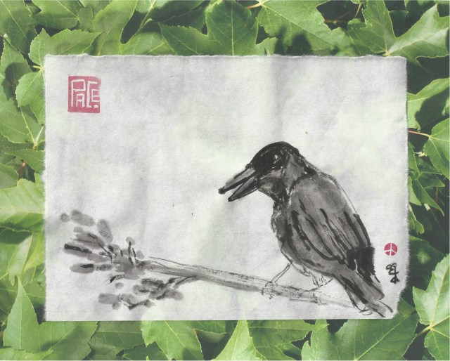 crow speaks from tree