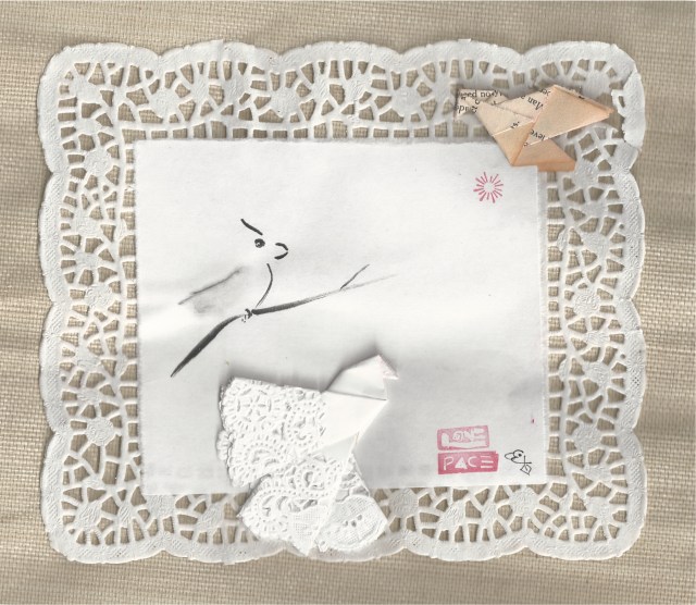 female cardinal doily origami