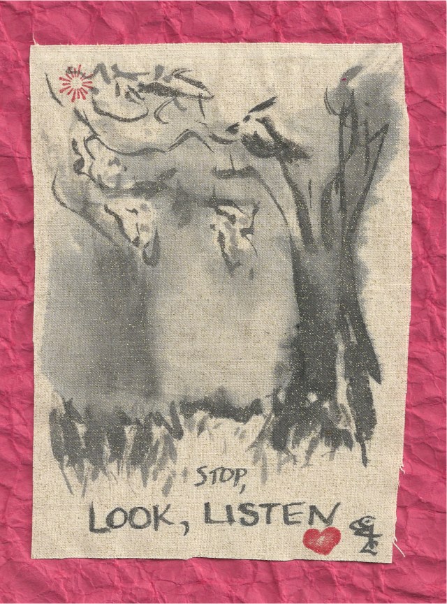 stop look listen love sparkle fabric-1