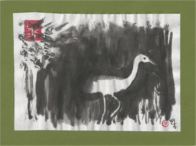 crane in the shadows