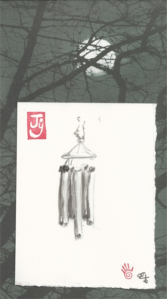 windchimes with frog and moon