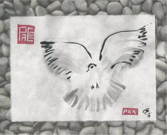 flying dove looks left