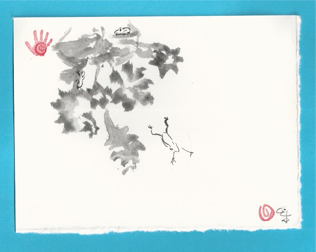 christmas cactus  and frogs