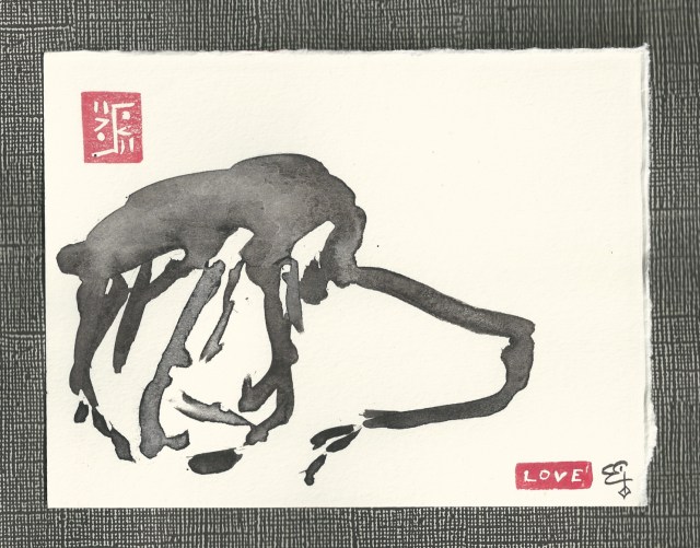 poodle head poured ink