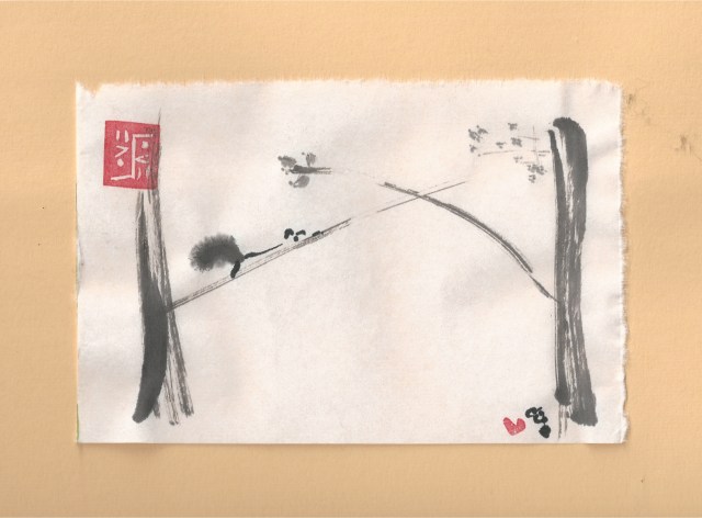 squirrel reaching on a limb bridge