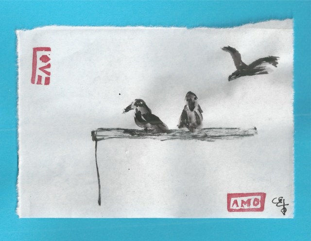 three crows on dumpster