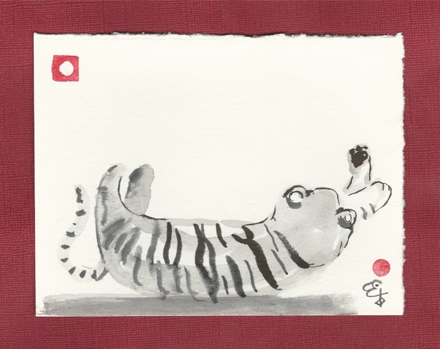 tiger against the glass window