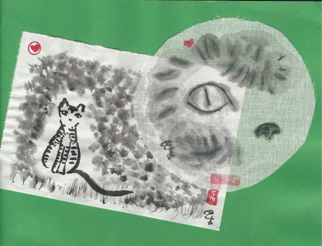 cat in the bushes rain fabric circle