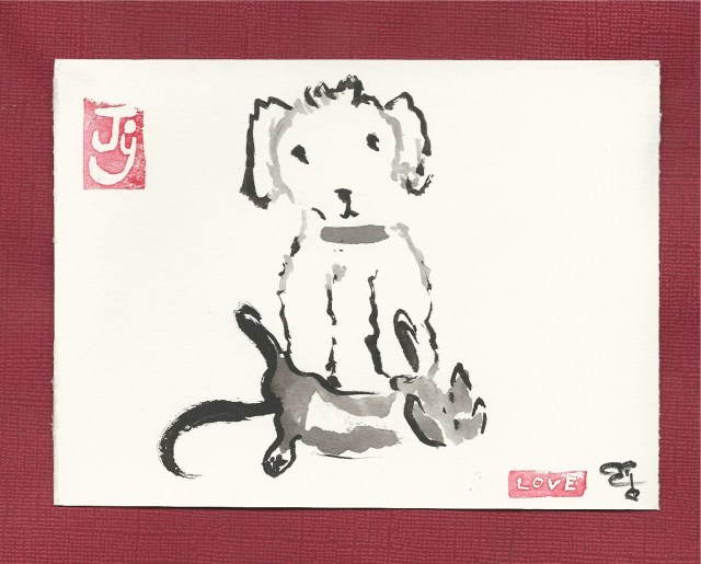 poodle-with-kitten-at-feet