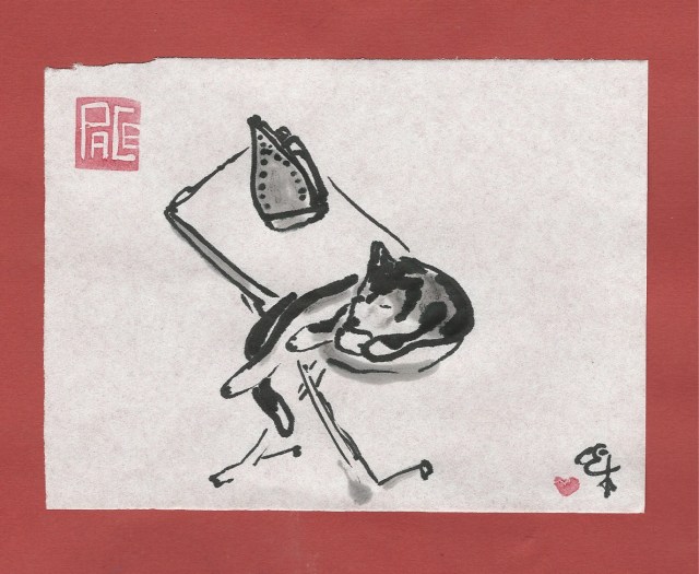 calico-on-ironing-board