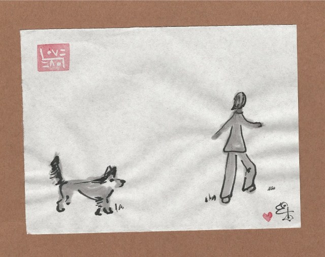 person-callling-dog-behind-them-close