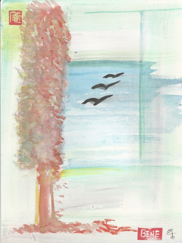 3 crows flying strait