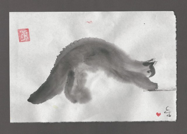 big black cat clawing