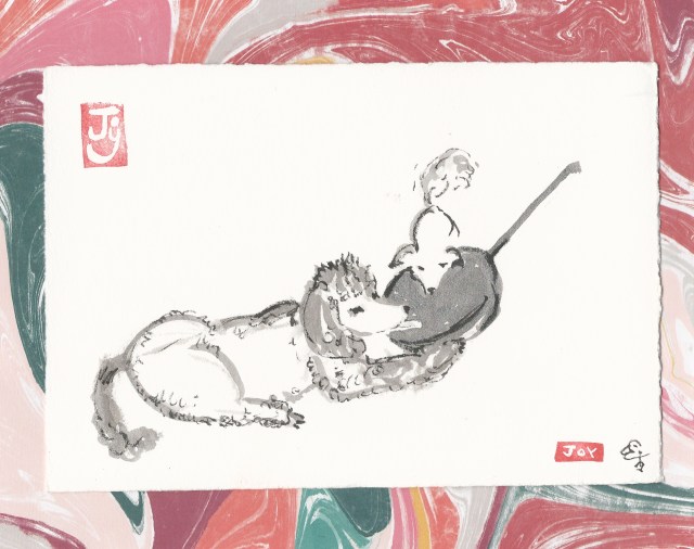 equality two dogs licking one pan